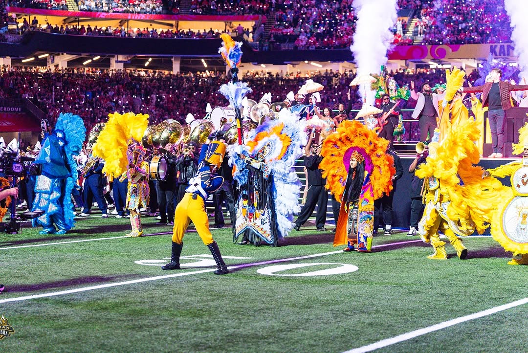 Southern University Human Jukebox Marching Band performs at the Super Bowl.